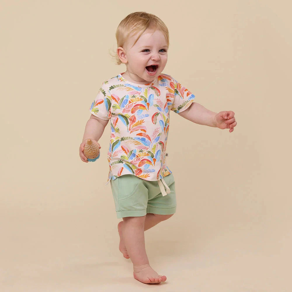 Snuggle Hunny - Organic T-Shirt | Summer Palm Short Sleeve T-Shirt Snuggle Hunny 