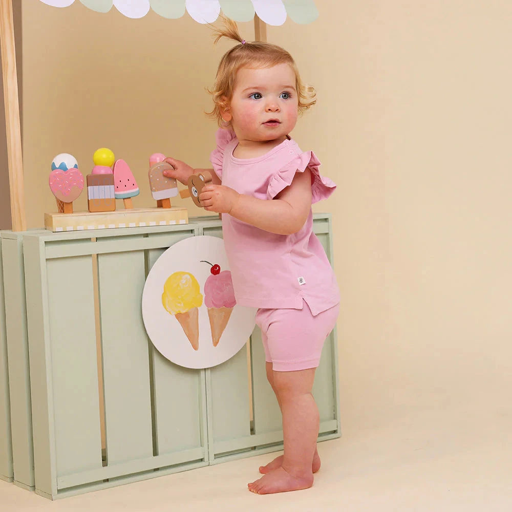 Snuggle Hunny - Organic T-Shirt with Frill | Bubblegum Short Sleeve T-Shirt Snuggle Hunny 