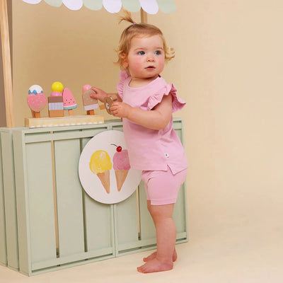 Snuggle Hunny - Organic T-Shirt with Frill | Bubblegum Short Sleeve T-Shirt Snuggle Hunny 