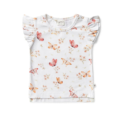 Snuggle Hunny - Organic T-Shirt with Frill - Butterfly Short Sleeve T-Shirt Snuggle Hunny 