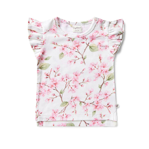 Snuggle Hunny - Organic T-Shirt with Frill - Cherry Blossom