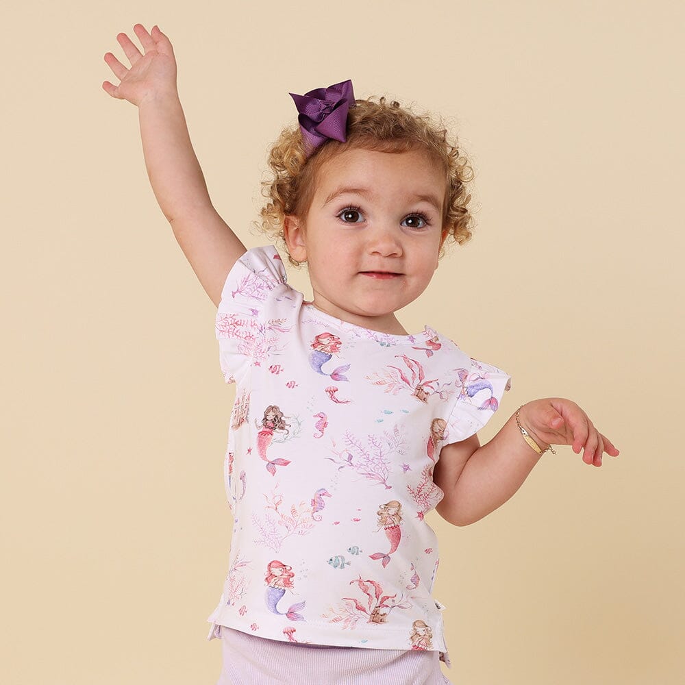 Snuggle Hunny - Organic T-Shirt with Frill | Mermaid Short Sleeve T-Shirt Snuggle Hunny 