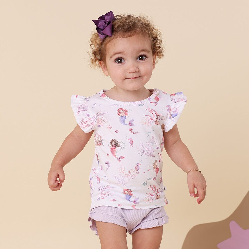 Snuggle Hunny - Organic T-Shirt with Frill | Mermaid Short Sleeve T-Shirt Snuggle Hunny 