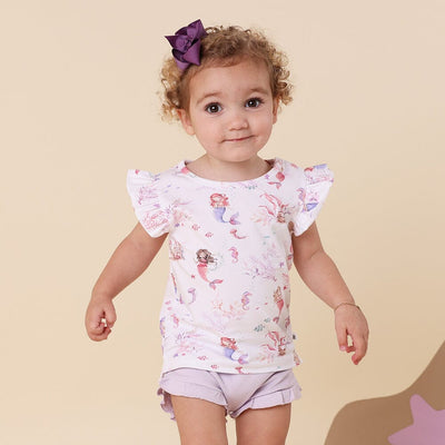 Snuggle Hunny - Organic T-Shirt with Frill | Mermaid Short Sleeve T-Shirt Snuggle Hunny 