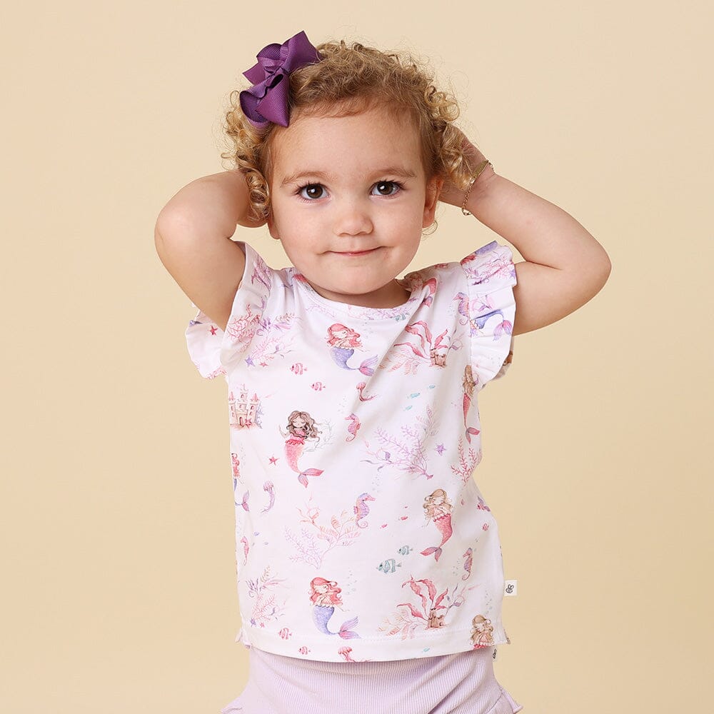 Snuggle Hunny - Organic T-Shirt with Frill | Mermaid Short Sleeve T-Shirt Snuggle Hunny 