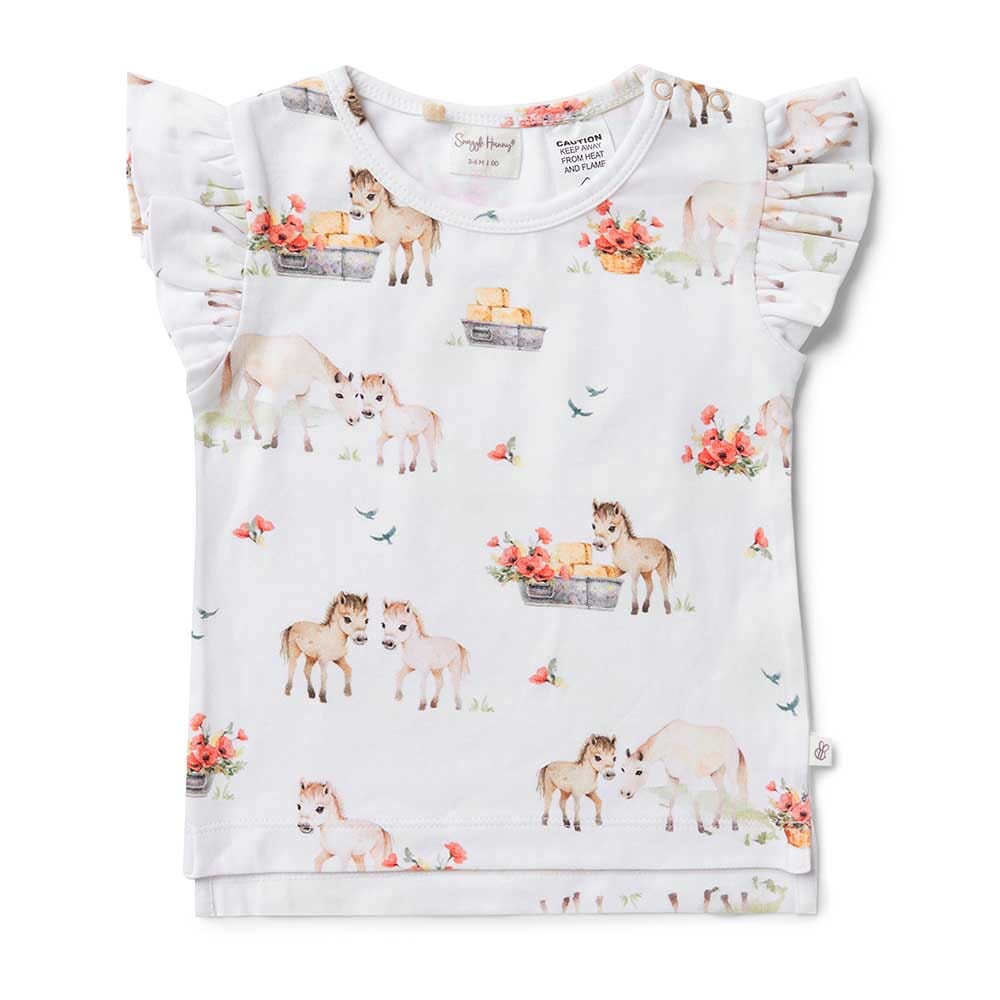 Snuggle Hunny Organic T-Shirt with Frill - Pony Pals Short Sleeve T-Shirt Snuggle Hunny 