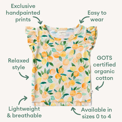 Snuggle Hunny - Organic T-Shirt with Frill | Sunny Citrus Short Sleeve T-Shirt Snuggle Hunny 