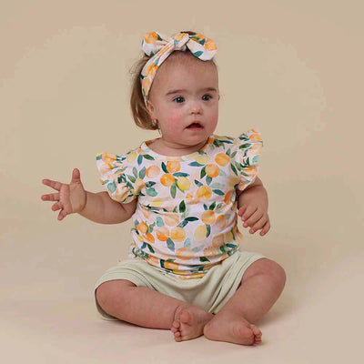 Snuggle Hunny - Organic T-Shirt with Frill | Sunny Citrus Short Sleeve T-Shirt Snuggle Hunny 