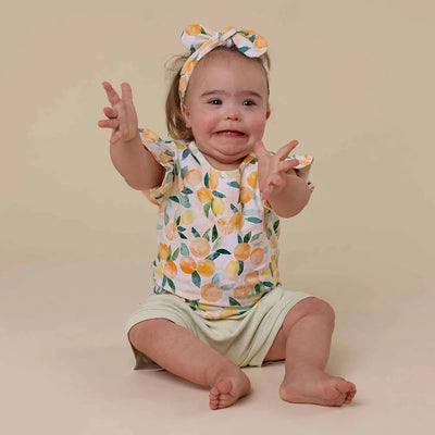 Snuggle Hunny - Organic T-Shirt with Frill | Sunny Citrus Short Sleeve T-Shirt Snuggle Hunny 