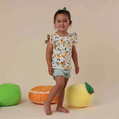 Snuggle Hunny - Organic T-Shirt with Frill | Sunny Citrus Short Sleeve T-Shirt Snuggle Hunny 