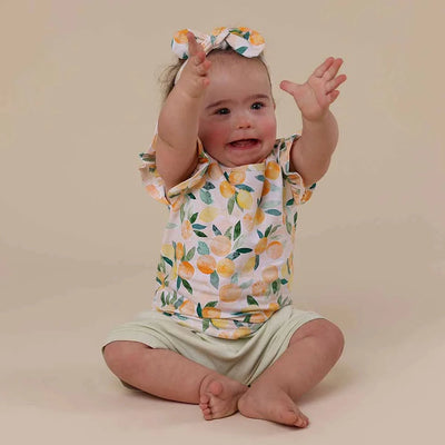Snuggle Hunny - Organic T-Shirt with Frill | Sunny Citrus Short Sleeve T-Shirt Snuggle Hunny 