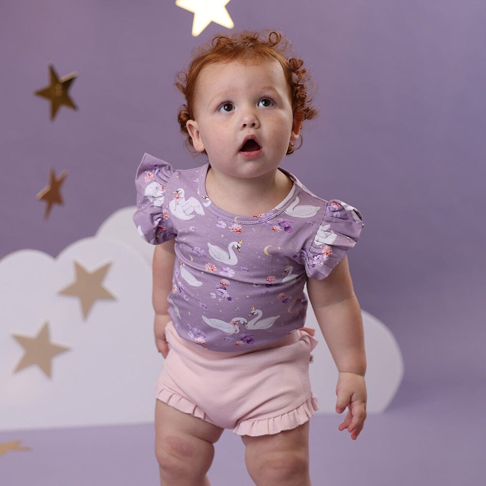 Snuggle Hunny - Organic T-Shirt with Frill | Swan Lake Short Sleeve T-Shirt Snuggle Hunny 
