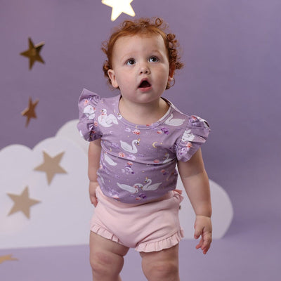 Snuggle Hunny - Organic T-Shirt with Frill | Swan Lake Short Sleeve T-Shirt Snuggle Hunny 