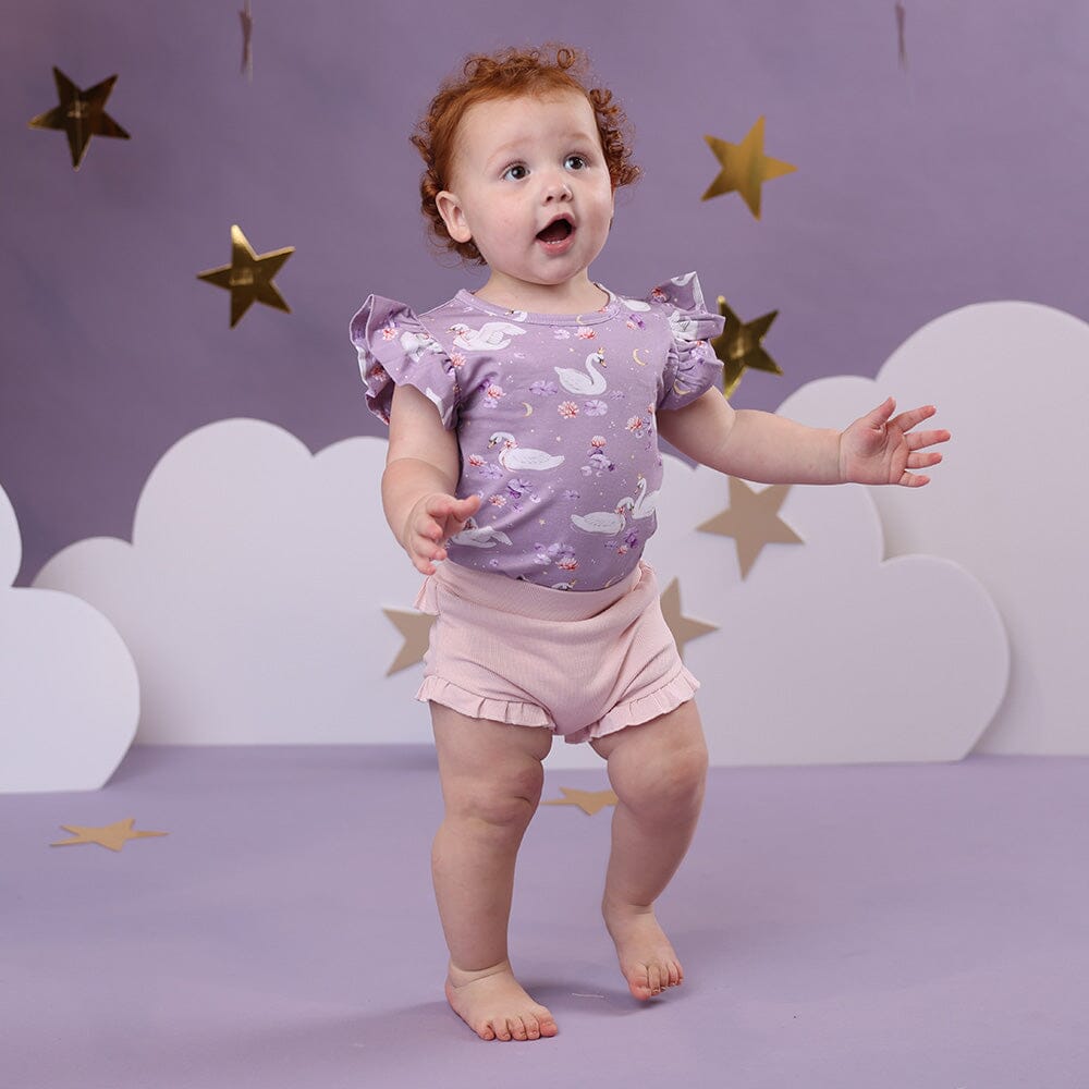 Snuggle Hunny - Organic T-Shirt with Frill | Swan Lake Short Sleeve T-Shirt Snuggle Hunny 