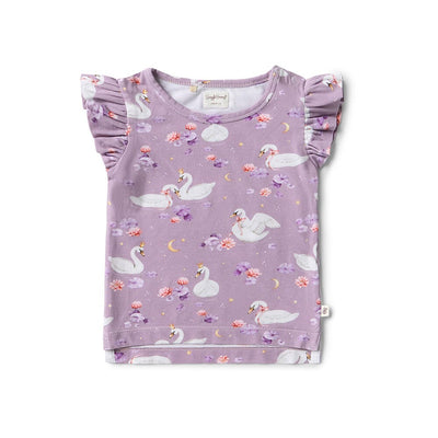 Snuggle Hunny - Organic T-Shirt with Frill | Swan Lake Short Sleeve T-Shirt Snuggle Hunny 