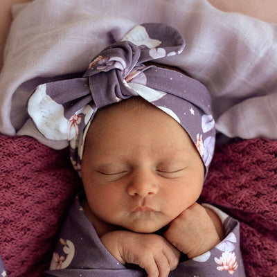Snuggle Hunny - Organic Topknot | Midnight Swan Headband Snuggle Hunny 