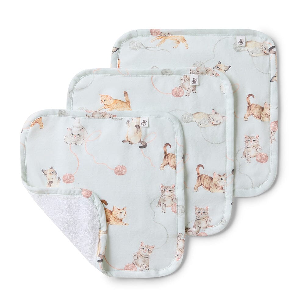 Snuggle Hunny - Organic Wash Cloths 3 Pack | Kittens Wash Cloth Snuggle Hunny 