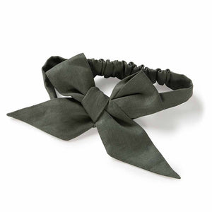 Snuggle Hunny - Pre-Tied Linen Bow  - Dusty Olive