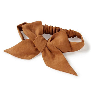 Snuggle Hunny -  Pre-Tied Linen Bow  - Mustard