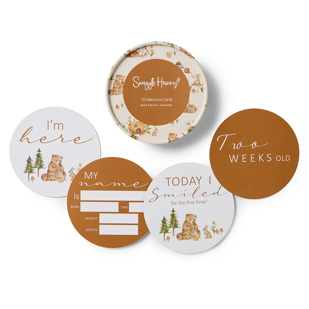 Snuggle Hunny - Reversible Milestone Cards | Bears & Bronze Milestones Snuggle Hunny 