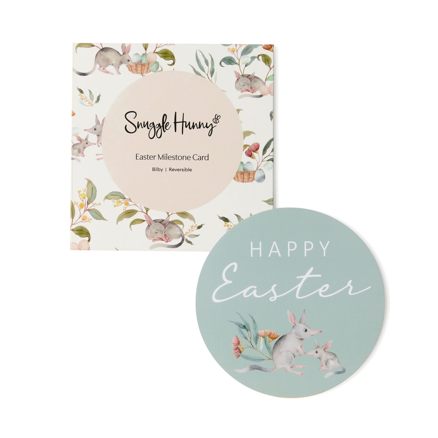 Snuggle Hunny Reversible Single Milestone Cards - Easter Bilby Milestones Snuggle Hunny 