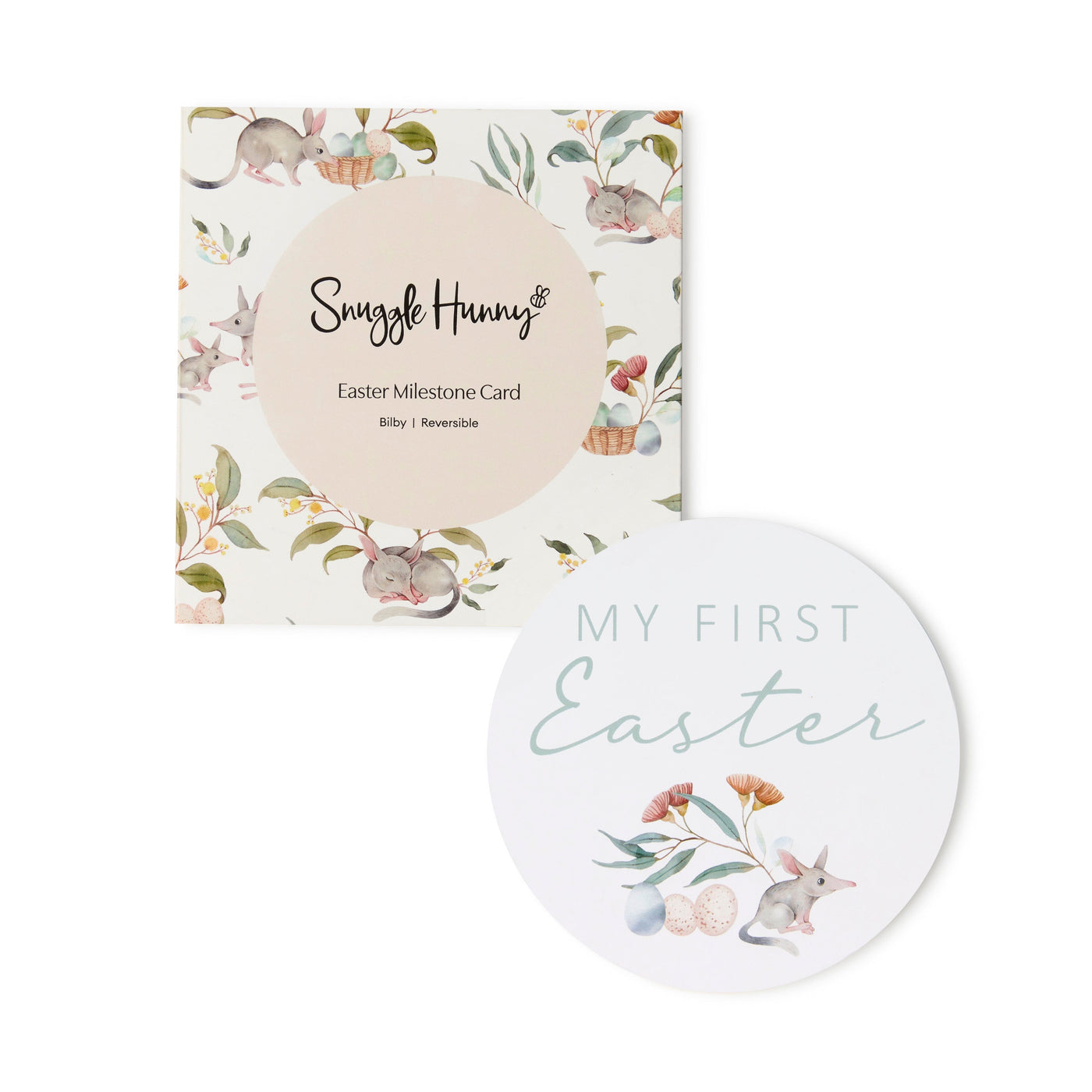 Snuggle Hunny Reversible Single Milestone Cards - Easter Bilby Milestones Snuggle Hunny 