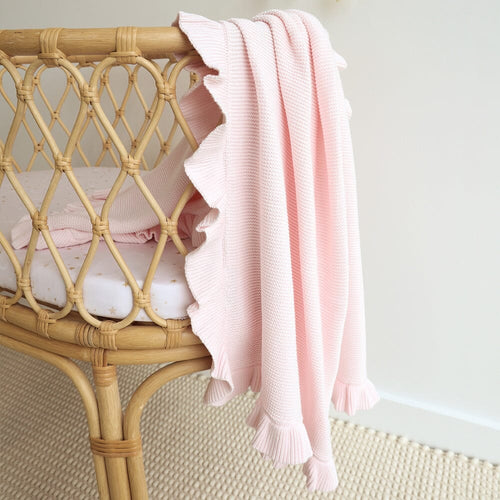 Snuggle Hunny - Ruffle Knit Organic Baby Blanket | Blush Pink