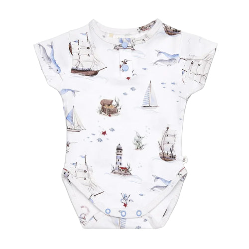 Snuggle Hunny - Short Sleeve Organic Bodysuit | Set Sail