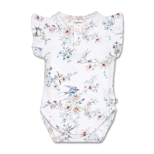 Snuggle Hunny - Short Sleeve Organic Bodysuit With Frill | Sweet Swallows