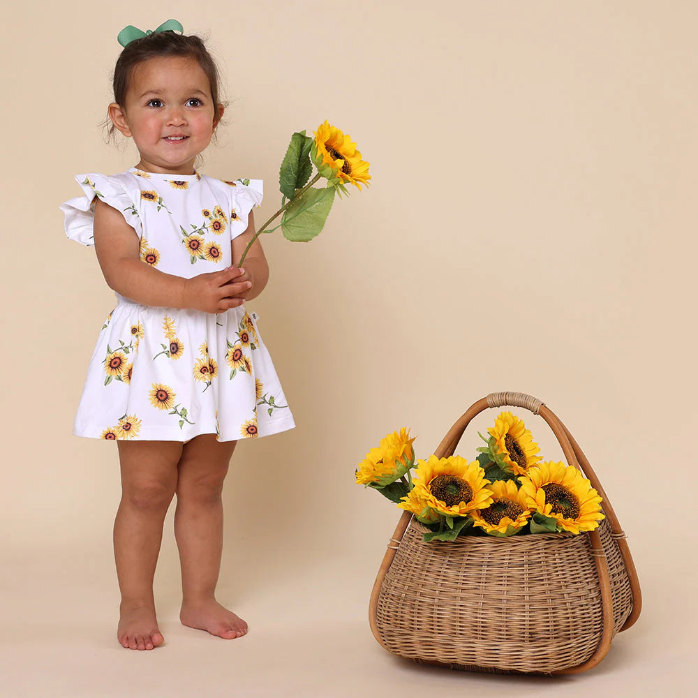 Snuggle Hunny - Short Sleeve Organic Dress - Sunflower Short Sleeve Dress Snuggle Hunny 