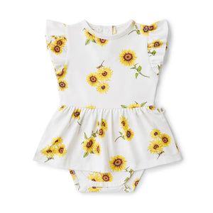 Snuggle Hunny - Short Sleeve Organic Dress - Sunflower