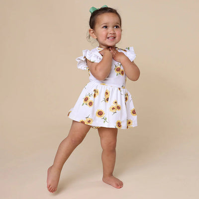 Snuggle Hunny - Short Sleeve Organic Dress - Sunflower Short Sleeve Dress Snuggle Hunny 