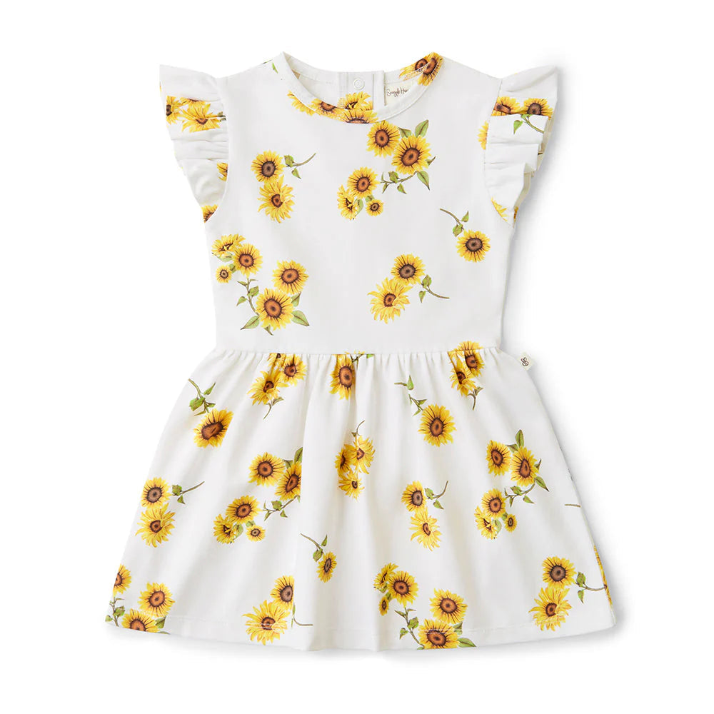 Snuggle Hunny - Short Sleeve Organic Dress - Sunflower Short Sleeve Dress Snuggle Hunny 