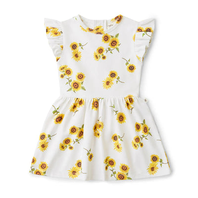 Snuggle Hunny - Short Sleeve Organic Dress - Sunflower Short Sleeve Dress Snuggle Hunny 