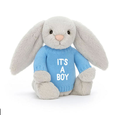 Soft Toy Knitted Jumper Baby Blue - ITS A BOY | Fits Medium Bashful Jellycat (JUMPER ONLY) Cherrie Baby Boutique Block 