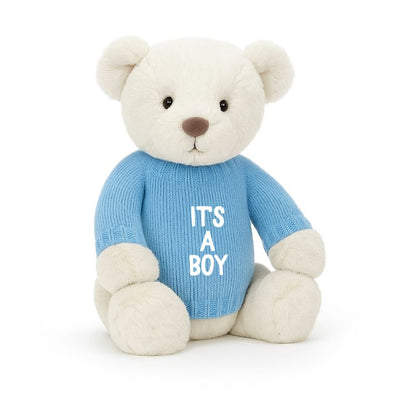 Soft Toy Knitted Jumper Baby Blue - ITS A BOY | Fits Medium Soft Toy (JUMPER ONLY) Cherrie Baby Boutique Block 
