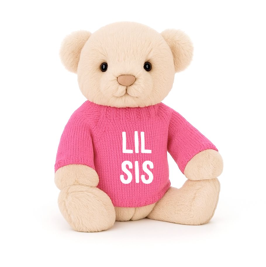 Soft Toy Knitted Jumper Candy Pink - LIL SIS | Fits Medium Soft Toy (JUMPER ONLY) Cherrie Baby Boutique 