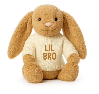 Soft Toy Knitted Jumper Cream - LIL BRO | Fits Medium Bashful Jellycat (JUMPER ONLY) Cherrie Baby Boutique 