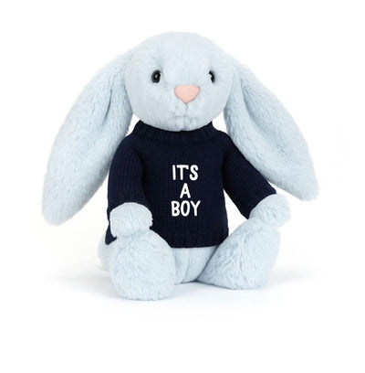 Soft Toy Knitted Jumper Navy - ITS A BOY | Fits Medium Bashful Jellycat (JUMPER ONLY) Cherrie Baby Boutique 