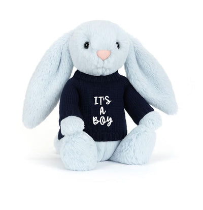 Soft Toy Knitted Jumper Navy - ITS A BOY | Fits Medium Bashful Jellycat (JUMPER ONLY) Cherrie Baby Boutique 
