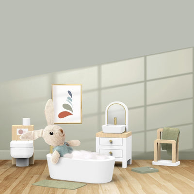 Speedy Monkey - Doll House Bathroom with 1 Character Wooden Toy Speedy Monkey 