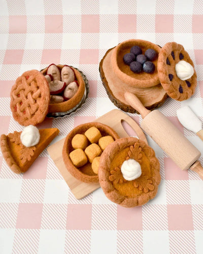 Tara Treasures - Felt Blueberry Pie Play Food Set Felt Toy Tara Treasures 