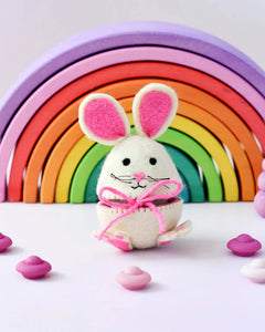 Tara Treasures - Felt Egg Cover | Hopping Bunny with Pink Ears