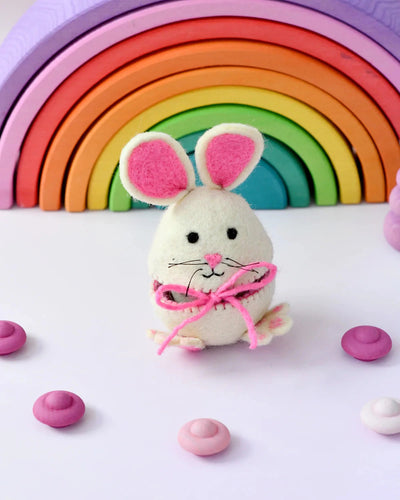 Tara Treasures - Felt Egg Cover | Hopping Bunny with Pink Ears Felt Toy Tara Treasures 