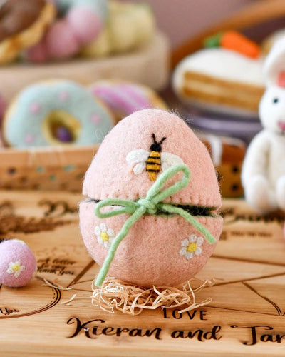 Tara Treasures - Felt Egg Cover Peach with Bee Motif Felt Toy Tara Treasures 