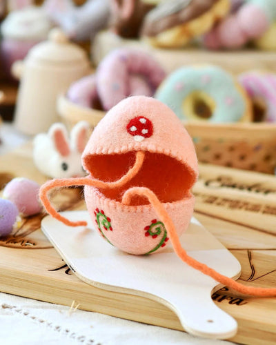 Tara Treasures - Felt Egg Cover Peach with Mushroom Motif Felt Toy Tara Treasures 