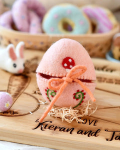 Tara Treasures - Felt Egg Cover Peach with Mushroom Motif