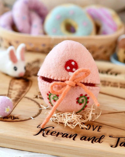 Tara Treasures - Felt Egg Cover Peach with Mushroom Motif Felt Toy Tara Treasures 