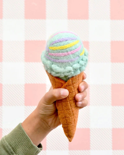 Tara Treasures - Felt Ice Cream Set | Waffle Cones and 9 Ice Cream Scoops Felt Toy Tara Treasures 