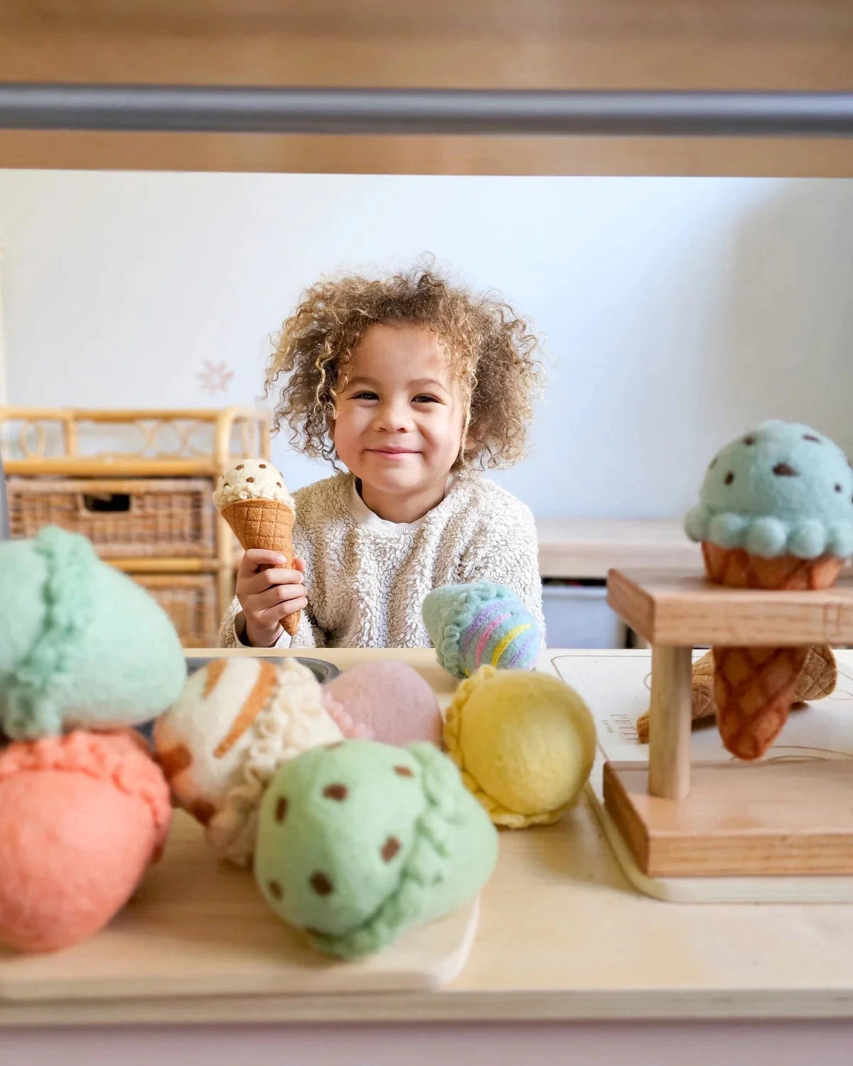 Tara Treasures - Felt Ice Cream Set | Waffle Cones and 9 Ice Cream Scoops Felt Toy Tara Treasures 